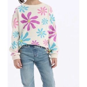 Hatley Kids Girls Cream Floral Print Long Sleeve Sweater Size 12
